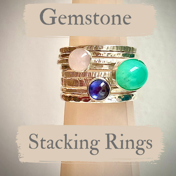 Gemstone silver stacking rings