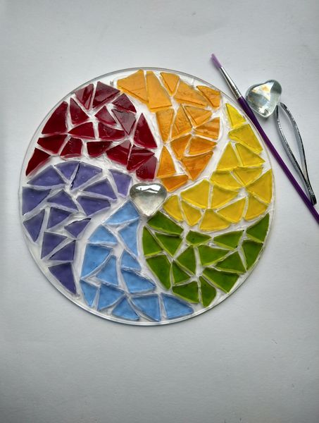 Stained glass rainbow mosaic mandala kit