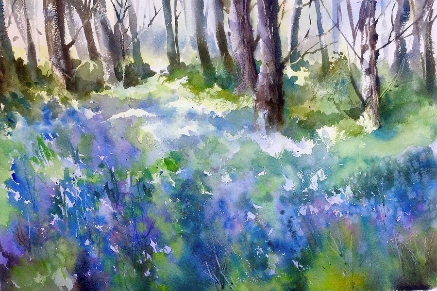 Bluebell watercolour painting