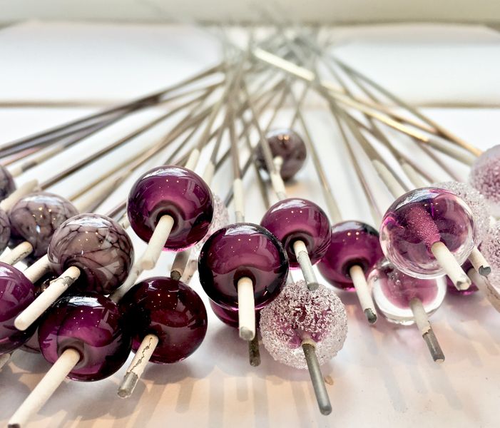 Lampwork glass beads on mandrels