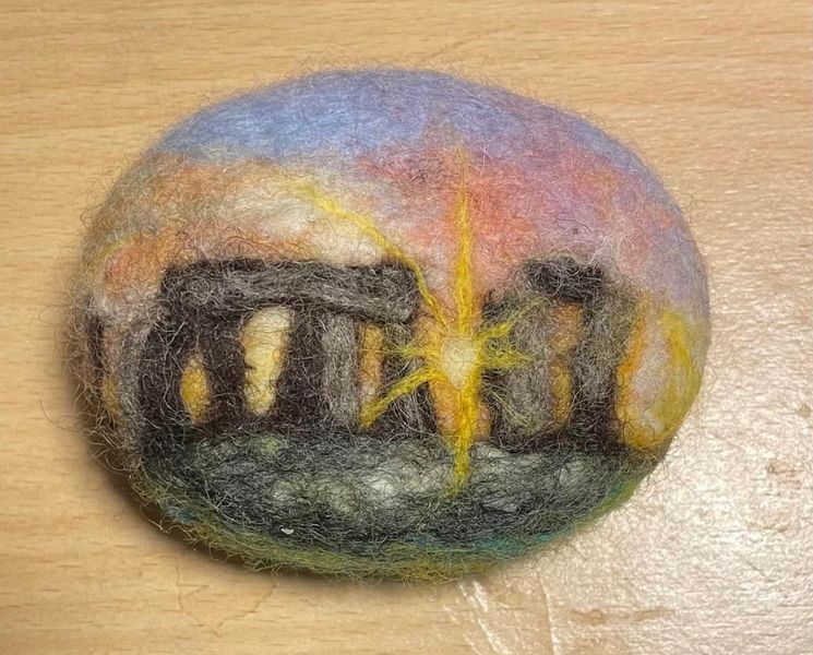 A woolly Stone Henge on a felted soap
