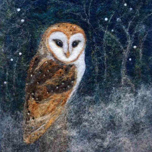 Night Owl wool painting