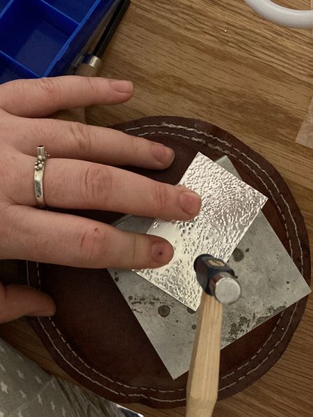 Adding texture to silver before cutting out a shape