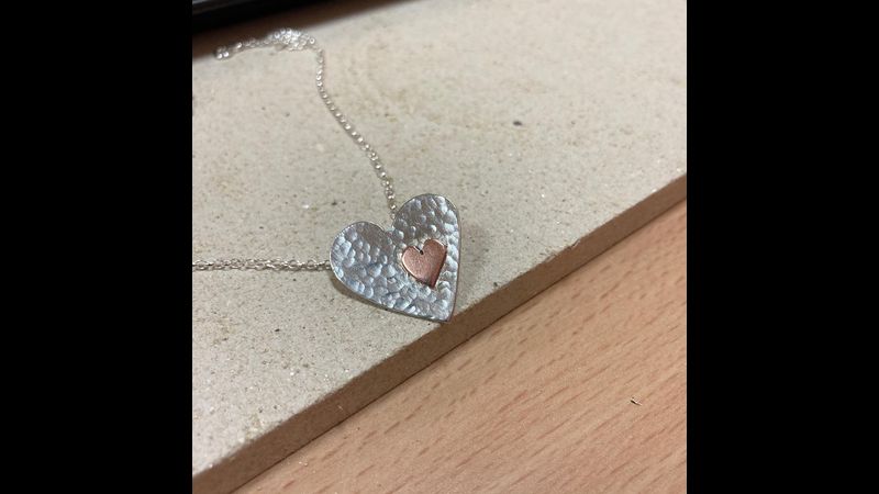 Heart necklace made by a student