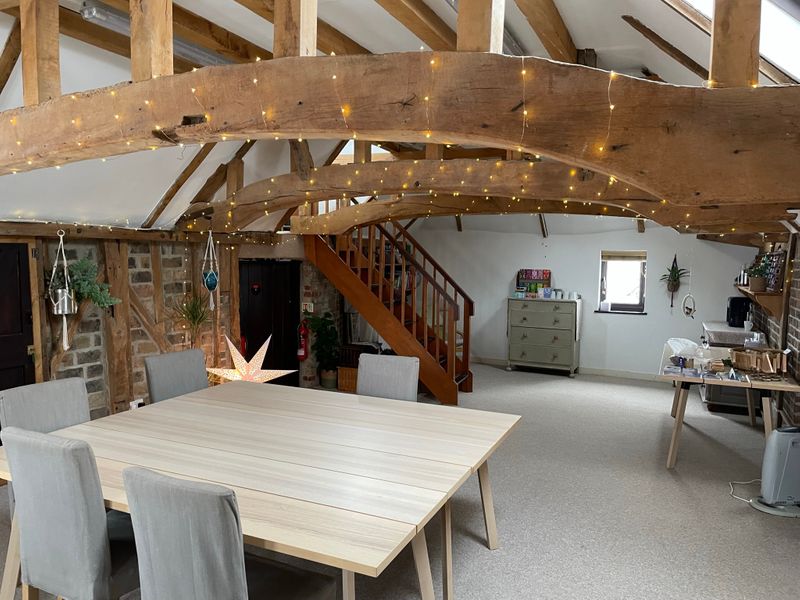 The gorgeous crafting space upstairs at The Oast Studio