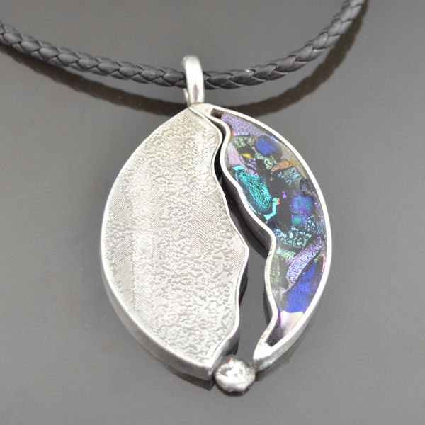 Silver Clay and Dichroic Glass Pendant by Tracey Spurgin of Craftworx Jewellery Workshops