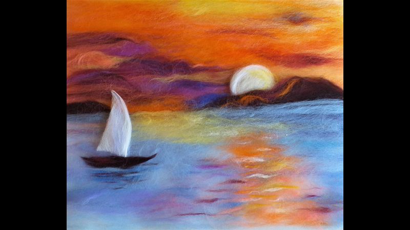 'Sunset' wool fibre painting kit