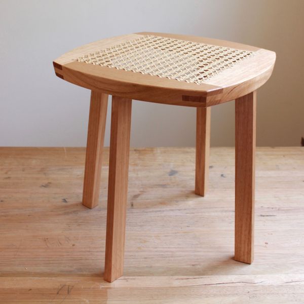 Completed stool with rattan cane-weave