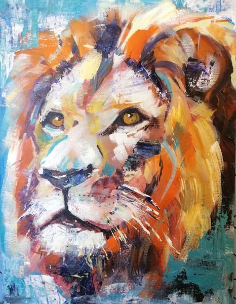 Lion in vibrant acrylic