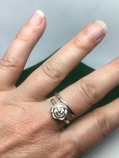 Sterling Silver Adjustable Rose Ring