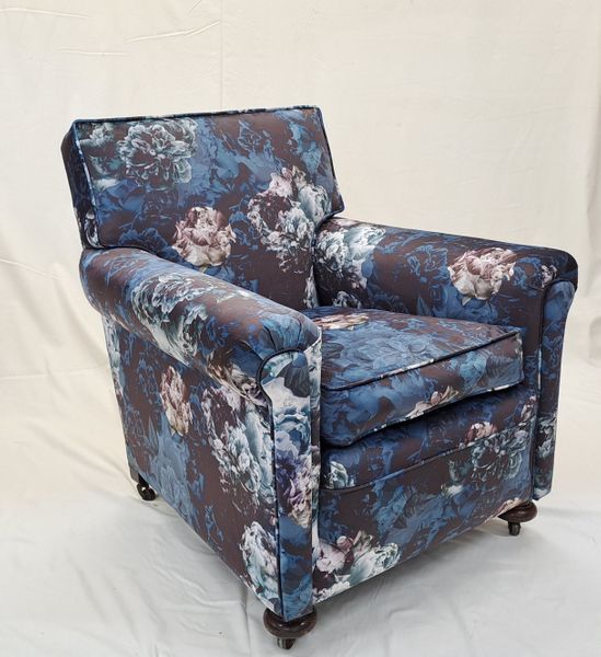 Box cushion in a winged armchair