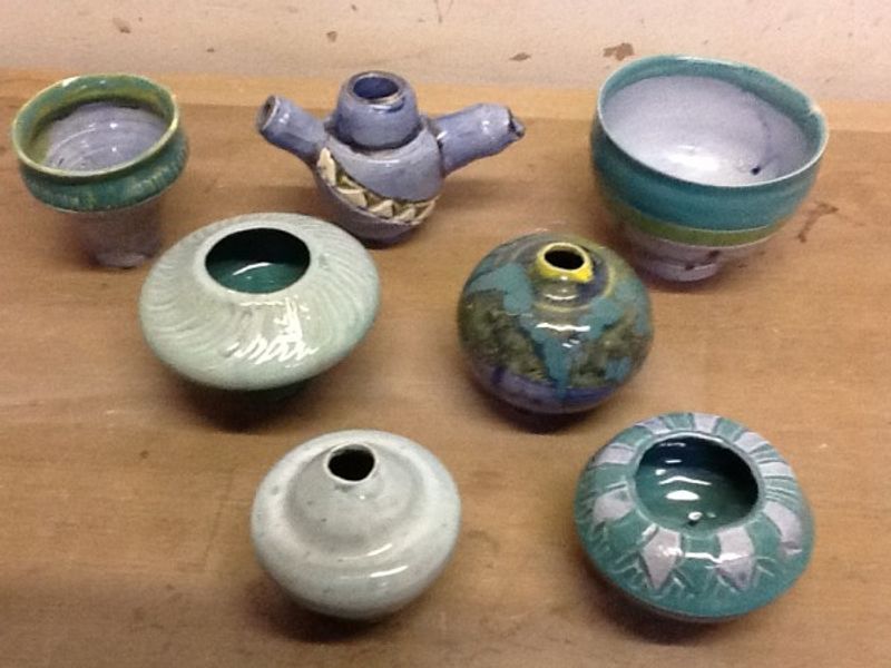 students pots, throwing course, Lewisham, London