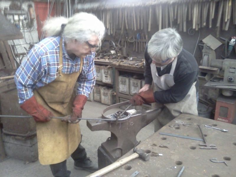 some of our blacksmithing students hard at work
