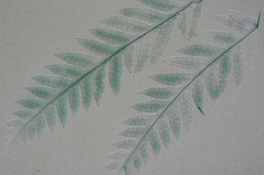 Imprinted fern leaf with glaze detail