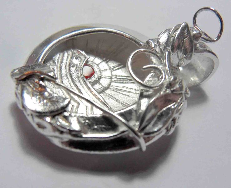 Silver clay - layered and encased pendant 