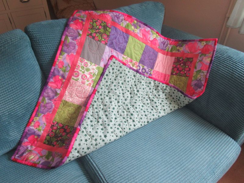 Reverse side of sweet pea quilt