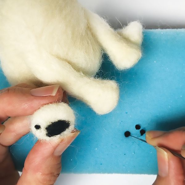 Tiny White Bear Sitting - Needle Felting Wool Kit
