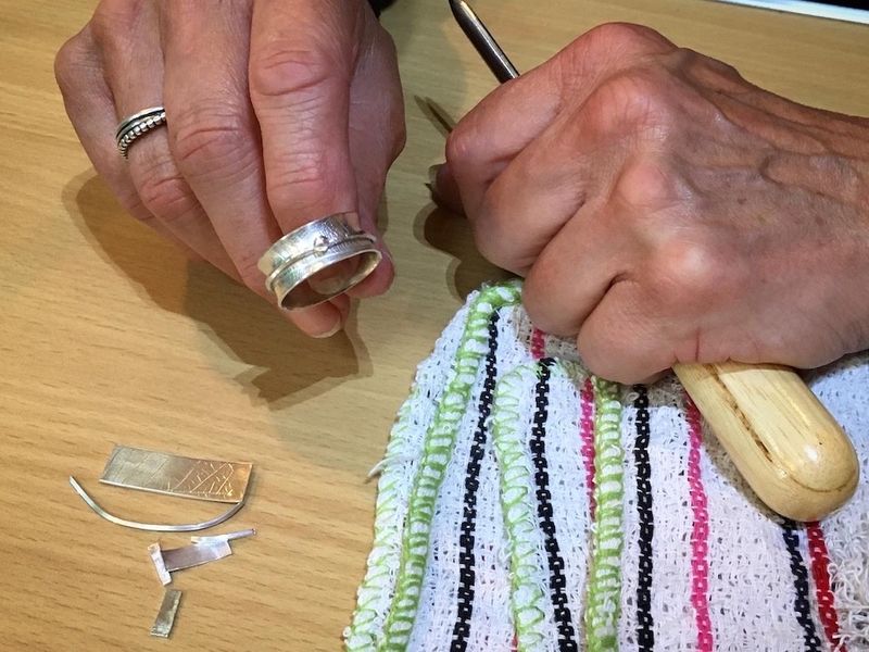 Creating textured and patterned silver at Cowshed Creative workshops