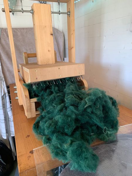 Through the wool picker