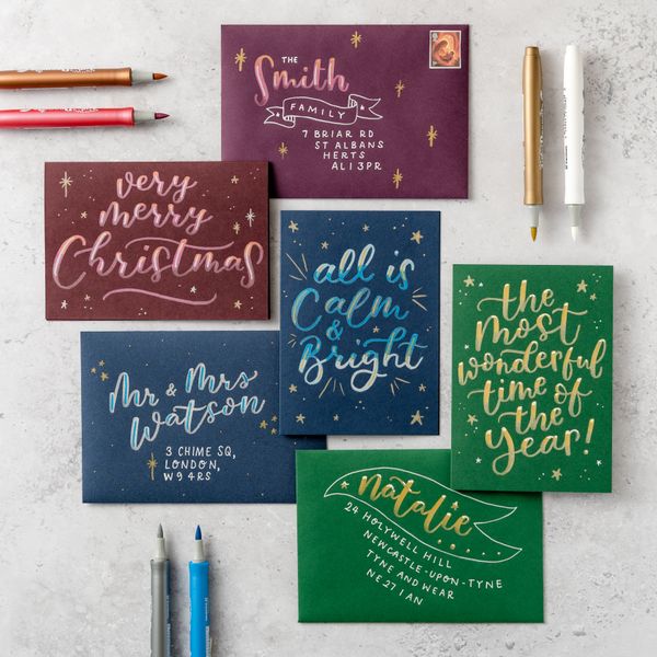 Make your own calligraphy Christmas cards + envelopes