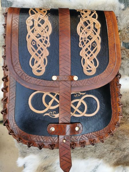 Hand tooled bag celtic theme