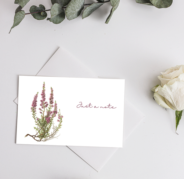 Watercolour Print Notelets featuring Moorland Heather from Maire Curtis Lakeland Studio