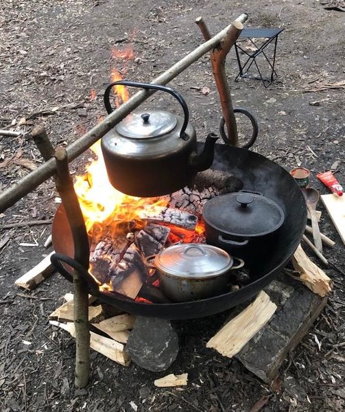 Open fire cooking at 'The Clearing'