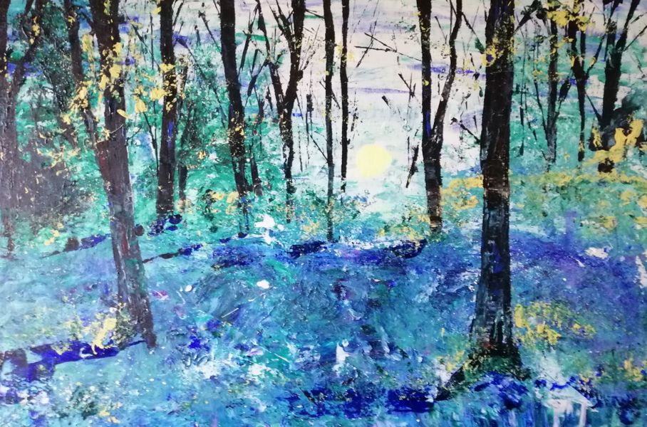 day time bluebell view in metallic paint