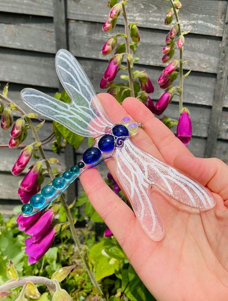 Stunning Handmade Fused Glass Dragonfly Indoor/Outdoor Suncatcher Ornament 3