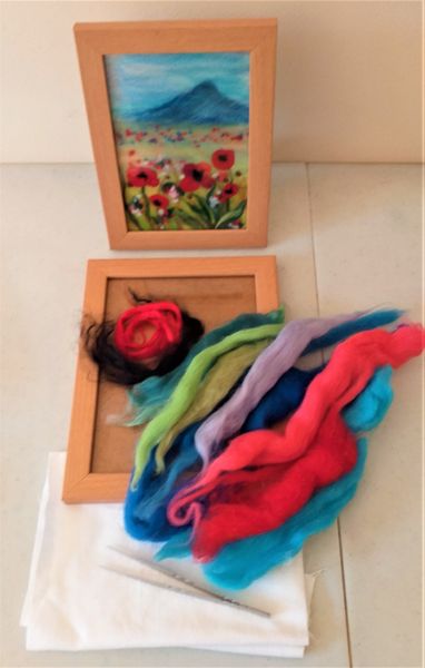 Wool fibre art painting kit 
