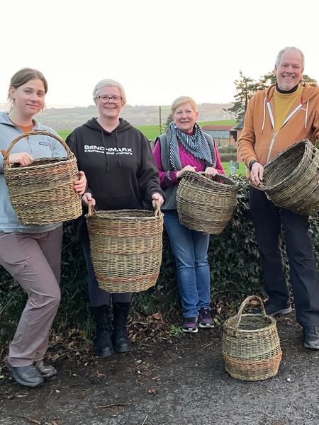 2 Day Round Basket Workshop, happy makers with their finished baskets!