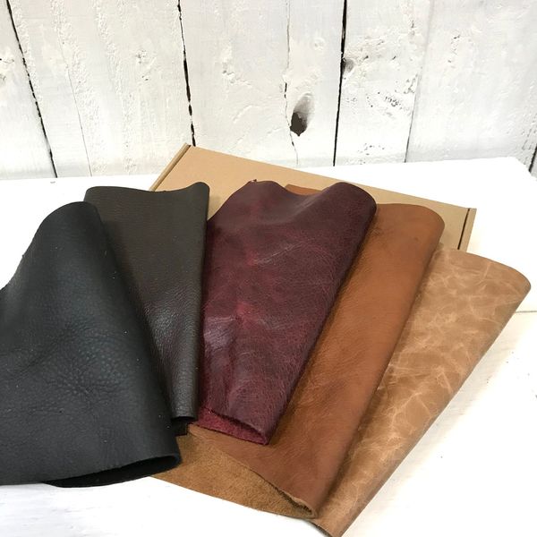 muted tones leather offcuts