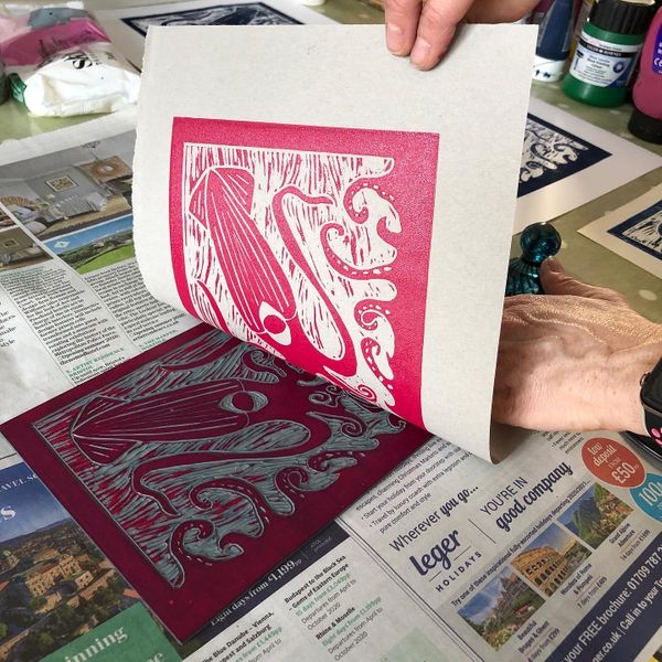 If you’re new to lino cutting and printing, try a single colour lino cut.