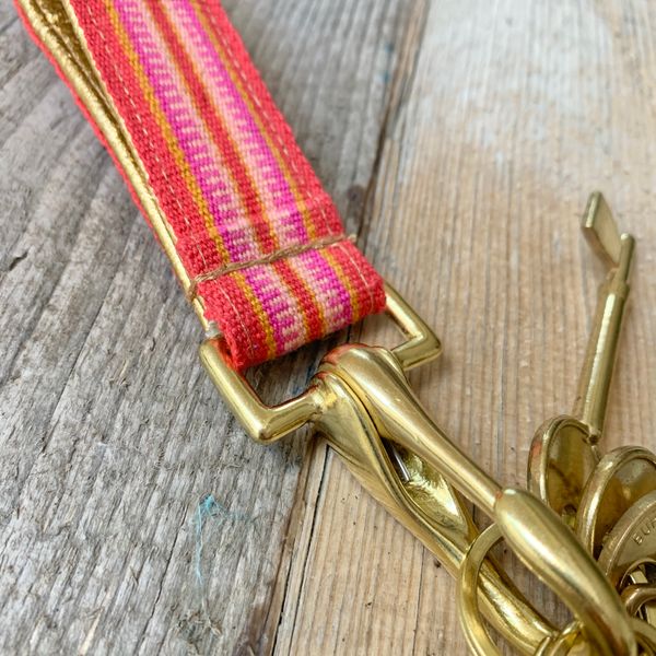Handwoven, lined key lanyard in 'flame'