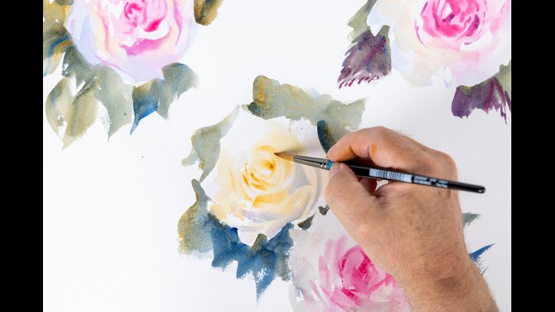 Roses in watercolour painting