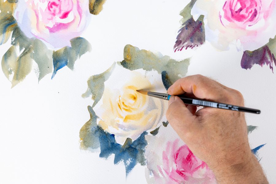 Roses in watercolour painting