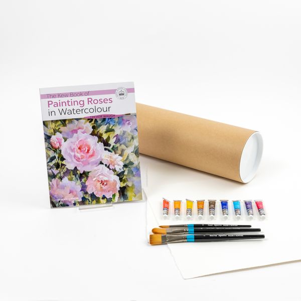 Roses in watercolour painting materials