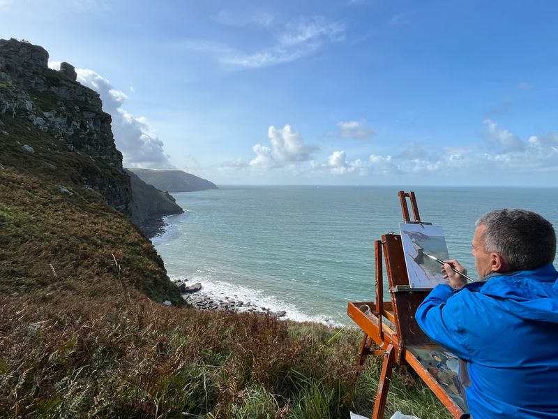 En plein air with David Barber at
Valley of Rocks on the North Devon Coast
