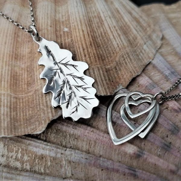 leaves and heart pendants