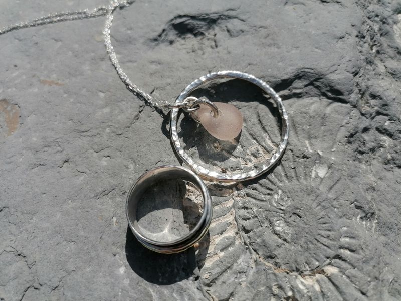 Sea glass pendants and rings