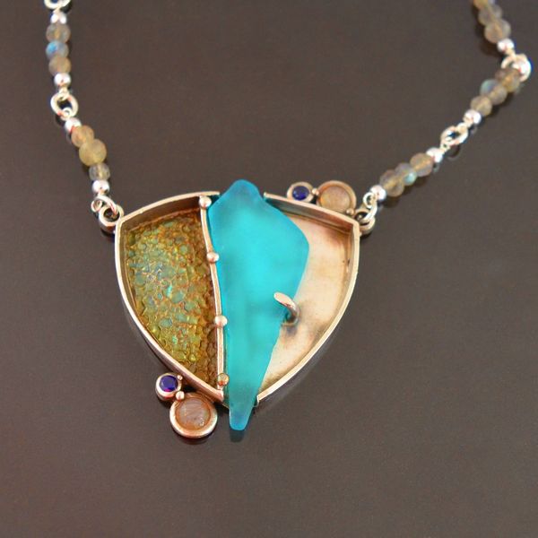 Silver Clay and Sea Glass Pendant by Tracey Spurgin of Craftworx Jewellery Workshops