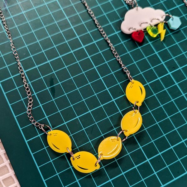 Cloud earring and lemon necklace 