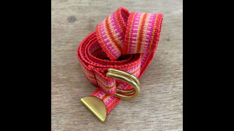 Hand woven dress belt in 'Flame'.