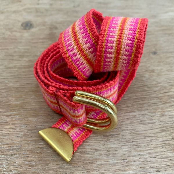 Hand woven dress belt in 'Flame'.