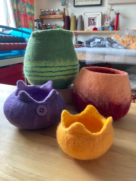 A selection of felt bowls I have made for ideas.