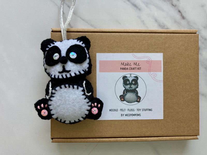 Panda felt ornament craft kit