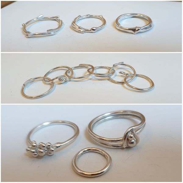 Wonky rings, linked rings and conventional rings - be creative with Argentium at the simply amazing jewellery school!                                     