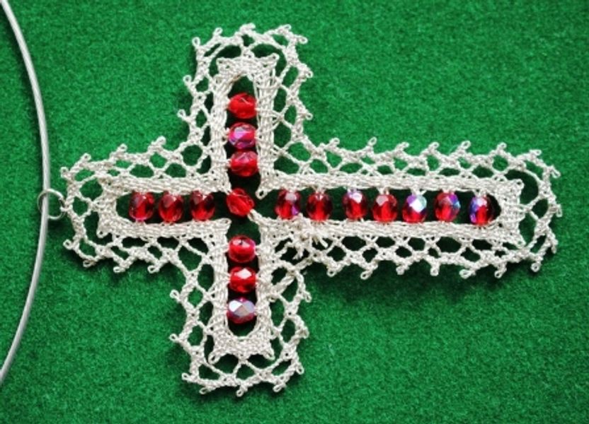Idrija  Lace - Metallic Cross - Necklace Pendant