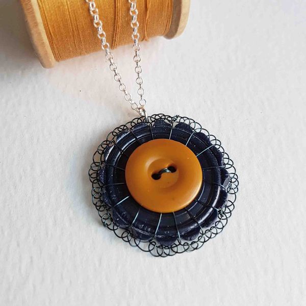 Pendant made with vintage buttons