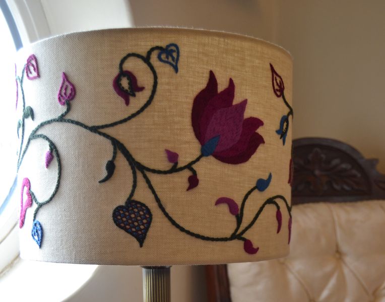 Crewelwork lampshade - Summer